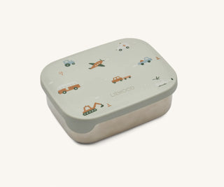 Liewood Arthur printed lunchbox - Vehicles dove blue mix