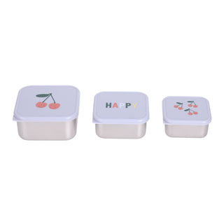 Lassig Snackbox Stainless Steel 3 pcs - Happy Fruits Cherry