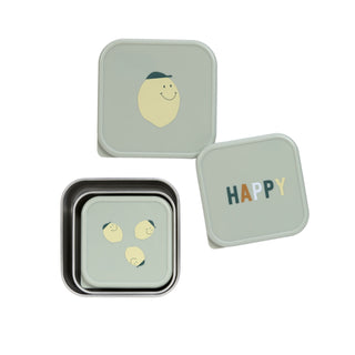 Lässig Snackbox Stainless Steel 3 pcs Happy Fruits Lemon