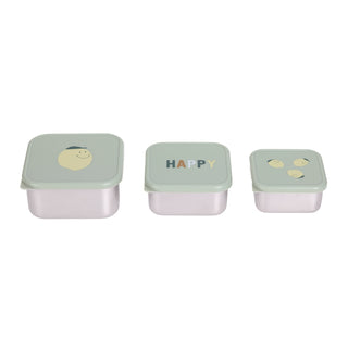 Lässig Snackbox Stainless Steel 3 pcs Happy Fruits Lemon