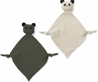 Liewood Yoko mini cuddle cloth 2-pack - Panda hunter green/sandy mix