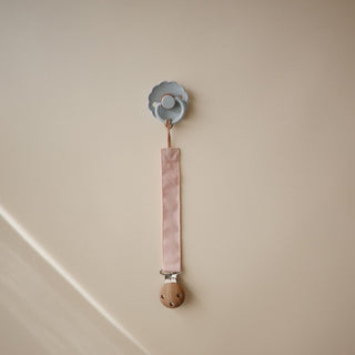 Mushie Pacifier clip linnen - Blush Cream
