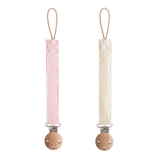 Mushie Pacifier clip linnen - Blush Cream