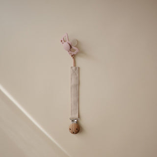 Mushie Pacifier clip linnen - Olive Shifting Sand
