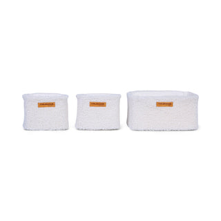Childhome Set Van 3 Hangmandjes - 21x14x10 Cm + 14x10x10 Cm - Teddy Ecru