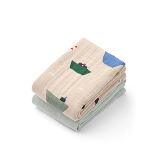 Liewood Lewis muslin cloth 2-pack - Sailing Dove blue mix