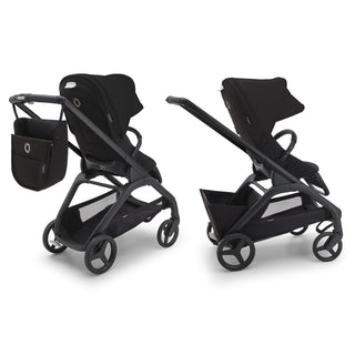 Bugaboo Dragonfly kinderwagen met wieg en stoel complete black + cupholder + seatliner showroommodel